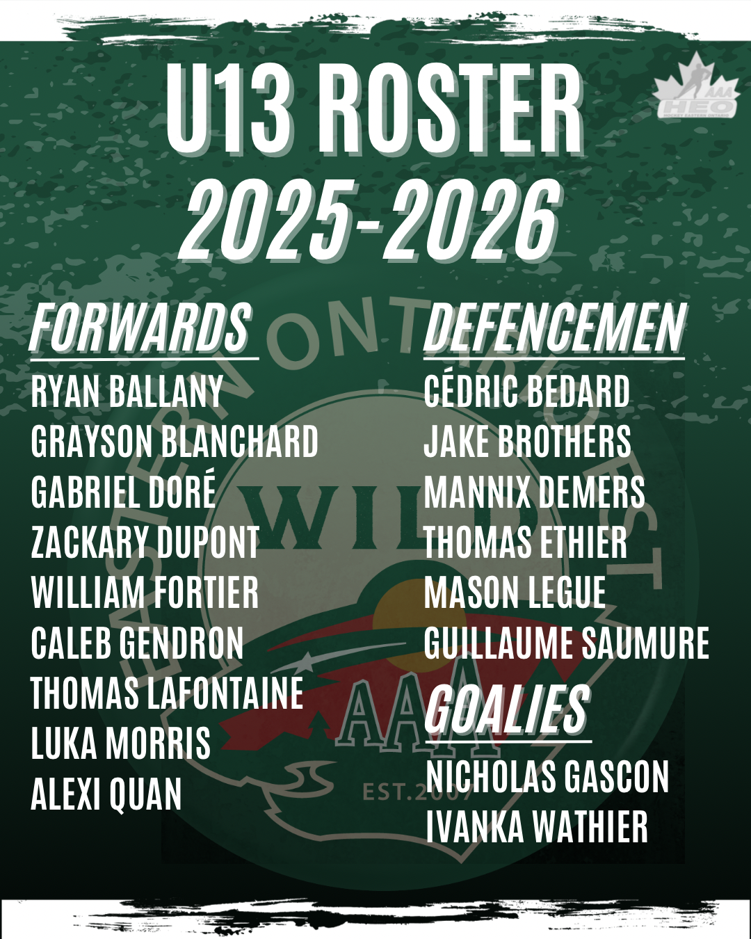 U13 Roster 2025
