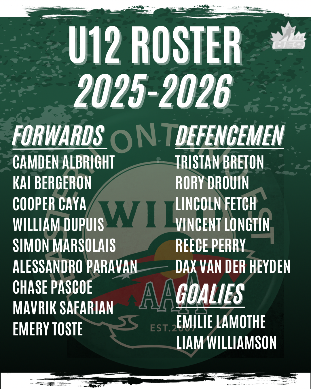 u12 Roster 2025